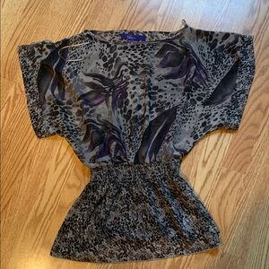 Miley Cyrus & Max Azria Gray and Black Patterned Blouse